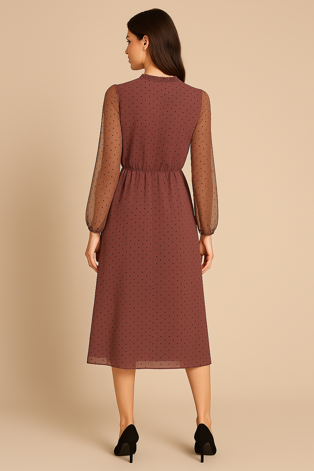 Straight Mauve Sheer Midi Dress