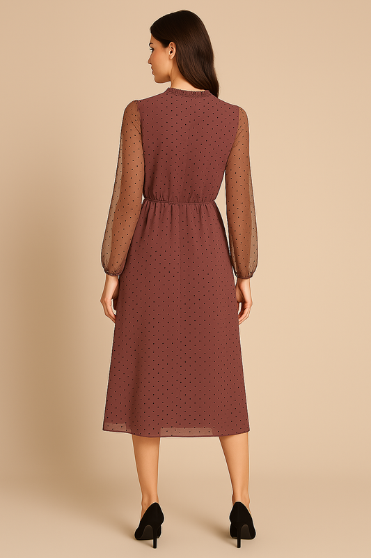 Straight Mauve Sheer Midi Dress