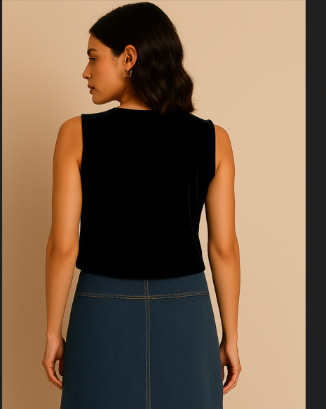 Embroidered Black velvet Vest