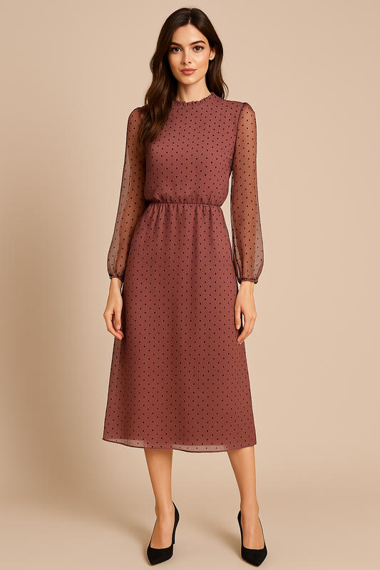 Straight Mauve Sheer Midi Dress